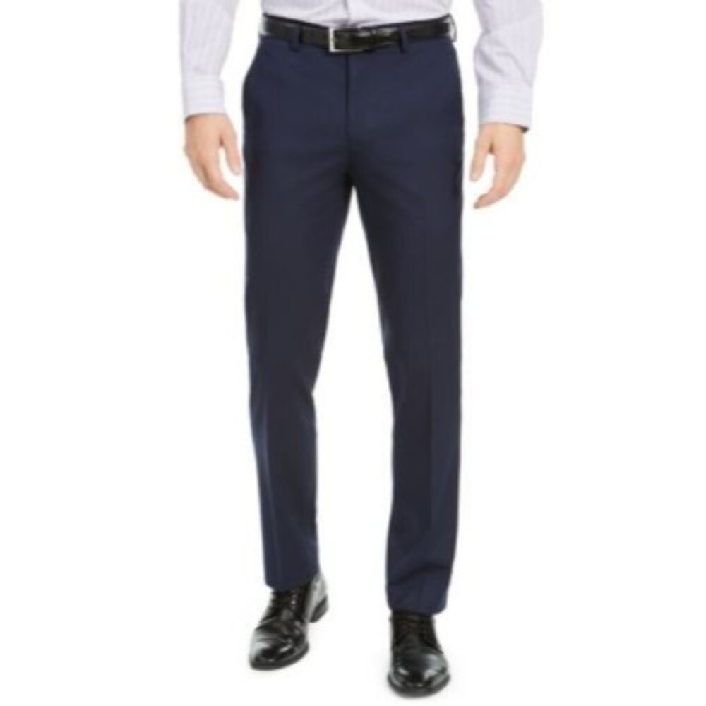 Alfani Slim Fit Dress Pants Men 32x30 Navy Blue Travel Wrinkle Resist StretchNEW